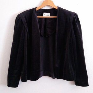 70s Vintage Black Velvet Lightweight Bolero Jacket